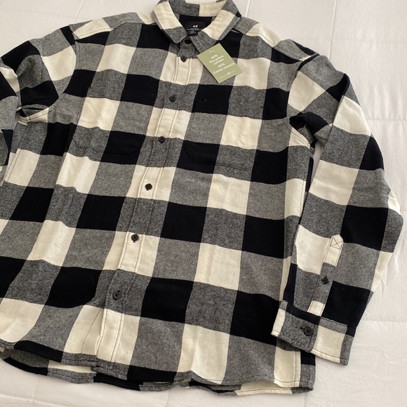 New Men’s H&M Relaxed Fit Buffalo Plaid Cotton Flannel Shirt Medium - Picture 3 of 6